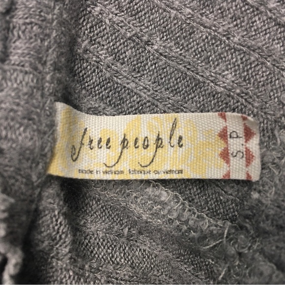 Free People Sunset Park Tunic Drippy Thermal Gray Waffle Knit Distressed Small - Picture 2 of 9